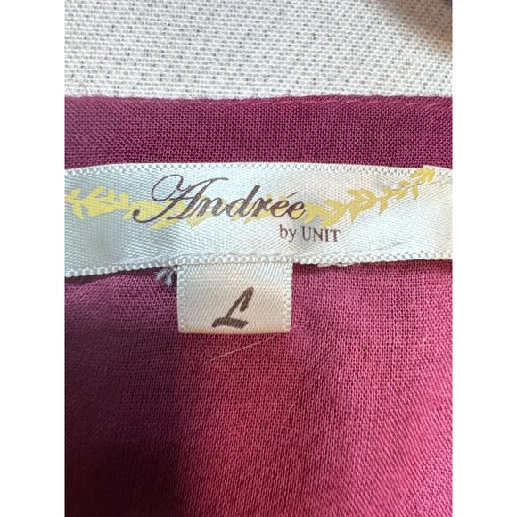 Andree By Unit Womens Embroidered Long Sleeves Maxi Dress Size L Burgundy Boho - Picture 2 of 16